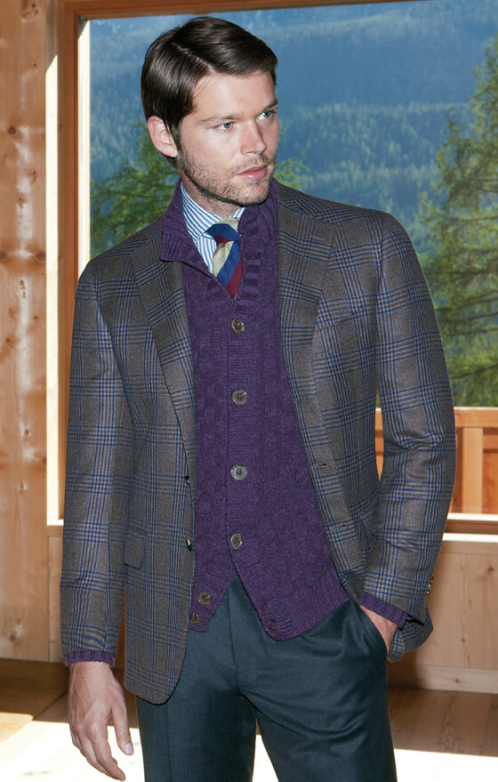 Men's suit with blanket pattern