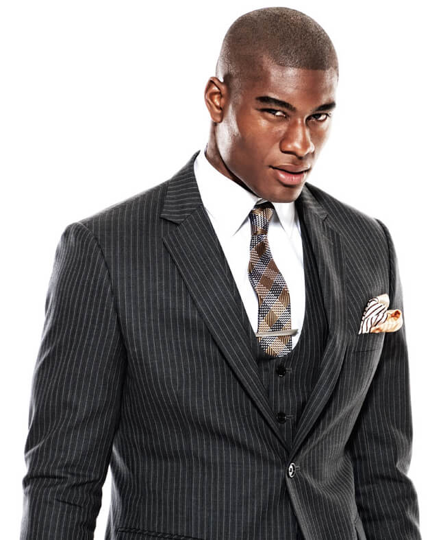 Men's three piece suit with pinstripe pattern