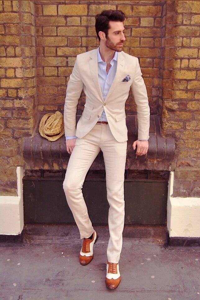 Cream-colored summer suit for a man