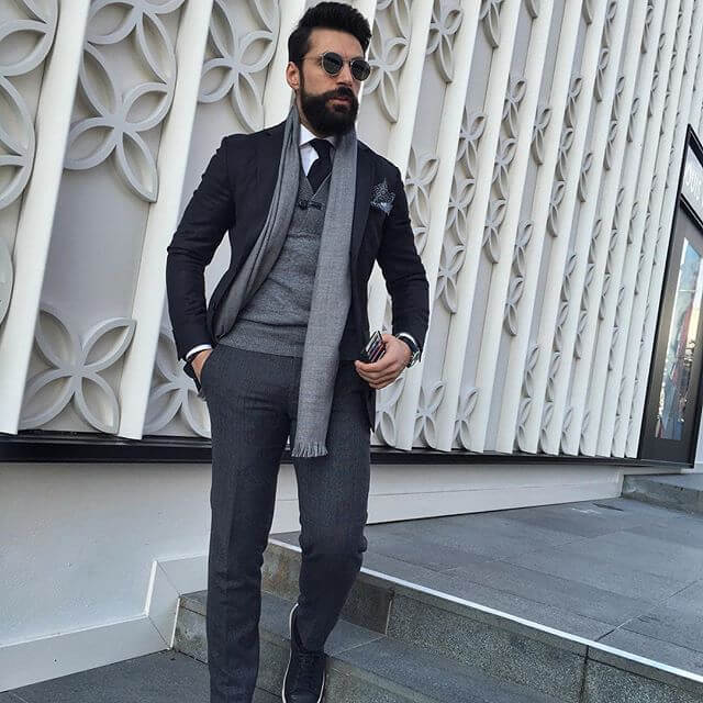 Grey with black