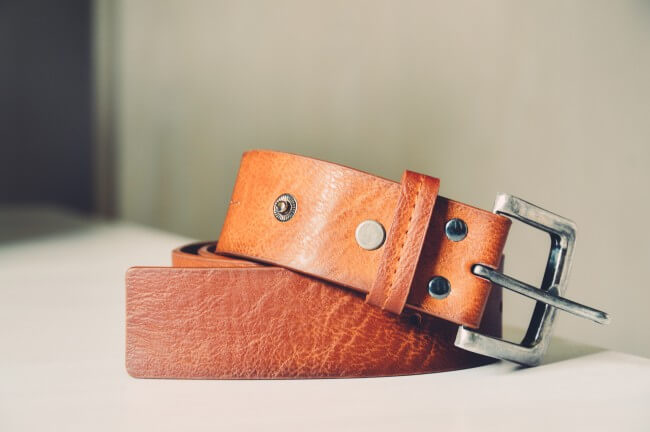 a curled up leather belt