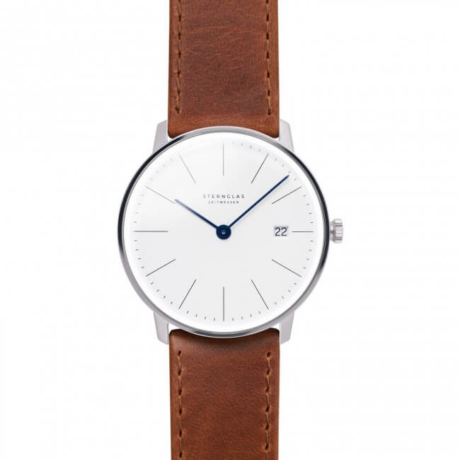 sternglass minimal watch with brown straps