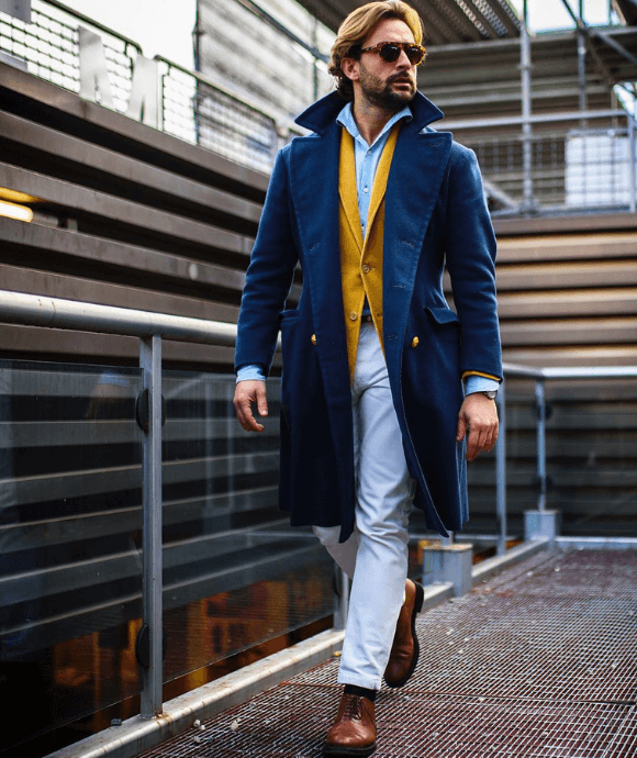D'marge men fashion with blue coat