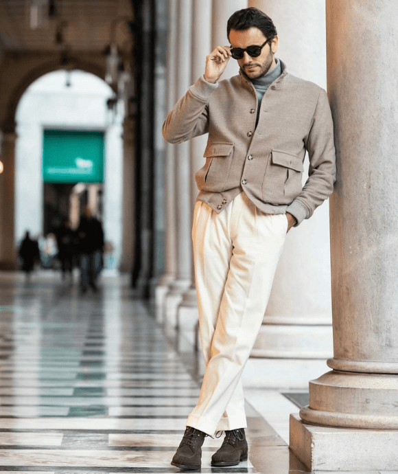 Fabio Attanasio men fashion in white pants.
