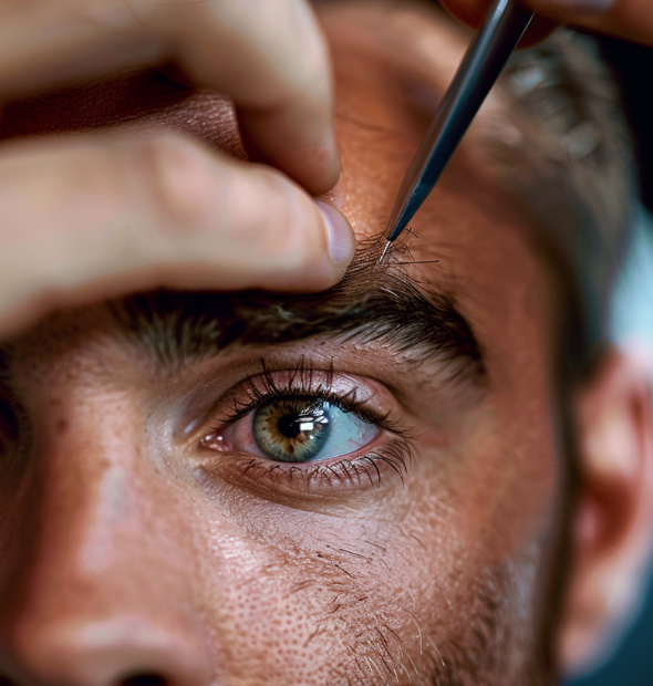 Trimming Men's Eyebrows