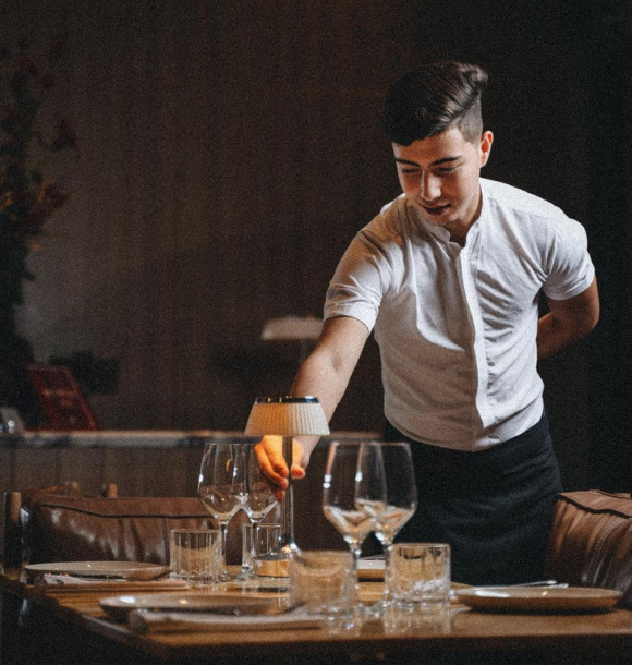 A waiter on the table