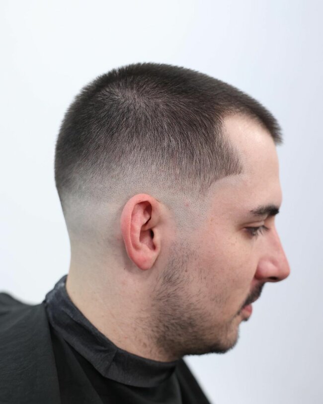 A low maintenance haircut featuring buzzcut. 