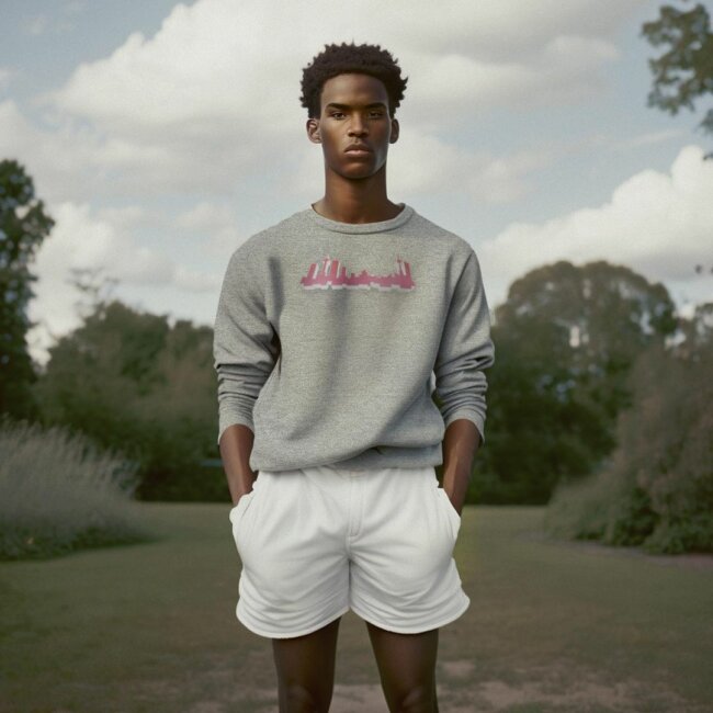 A minimalistic look with crewneck sweater. 