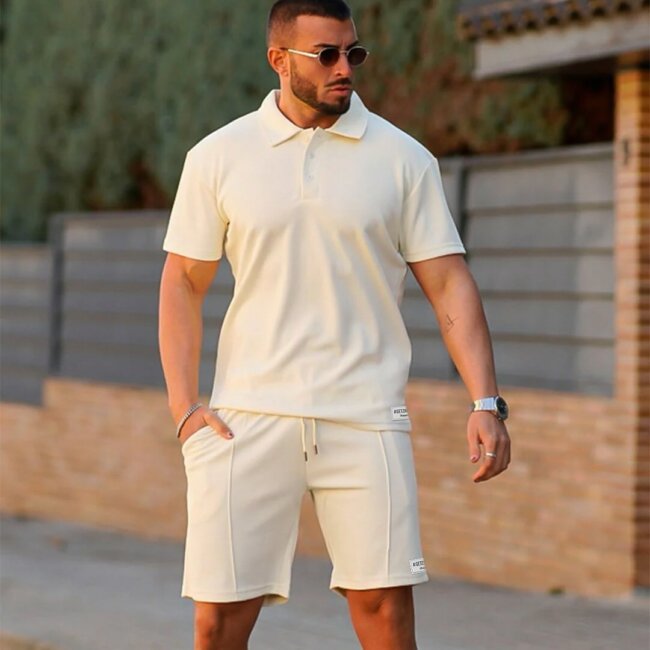 A plain polo paired with plain shorts present a cool summer look. 