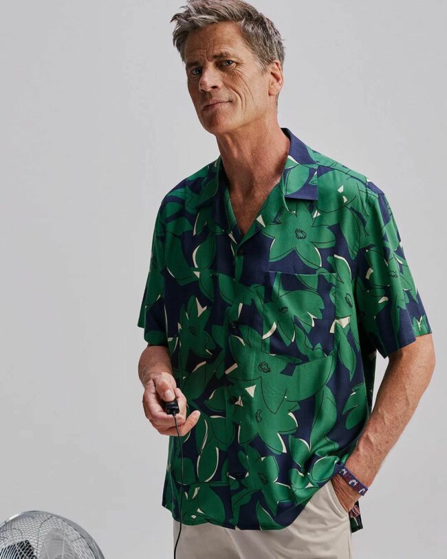A vibrant tropical printed shirt, perfect for summer.