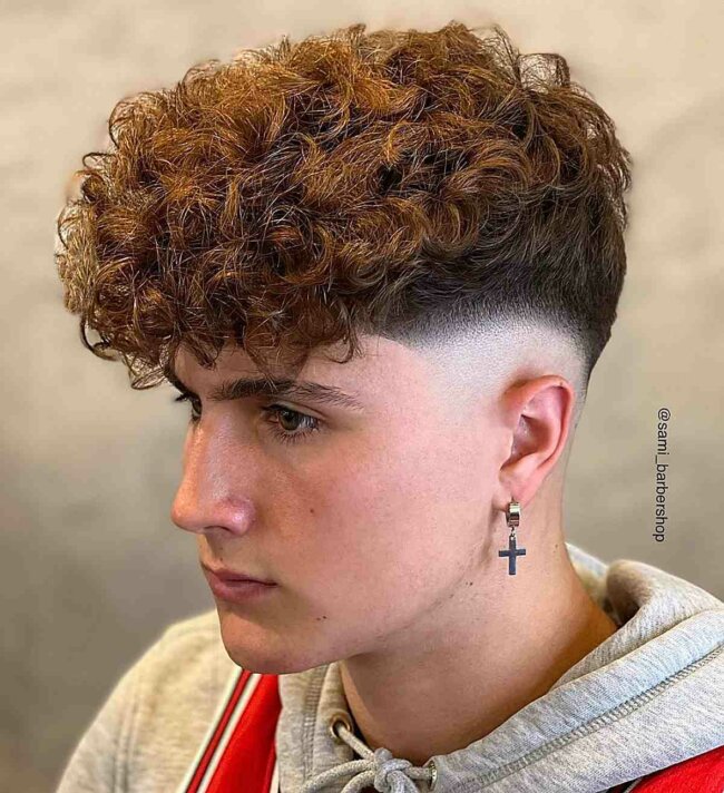 A smart look with and undercut with curly top. 