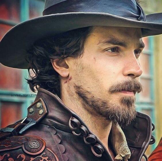 A sleek look with a Musketeer beard. 